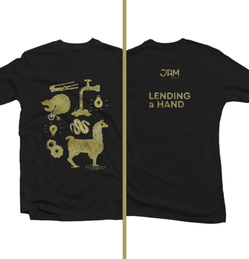 Lending a Hand t-shirt (pedal logos)